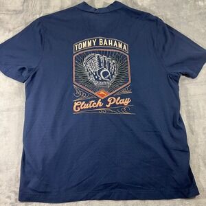 Tommy Bahama MLB New York Mets Silk Camp Shirt Navy Blue Clutch Play Mens XL